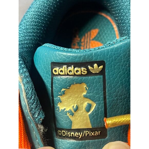 Adidas Kids Brave Merida Superstar Shoes Teal Orange Disney Pixar Size 10.5 - Picture 8 of 11